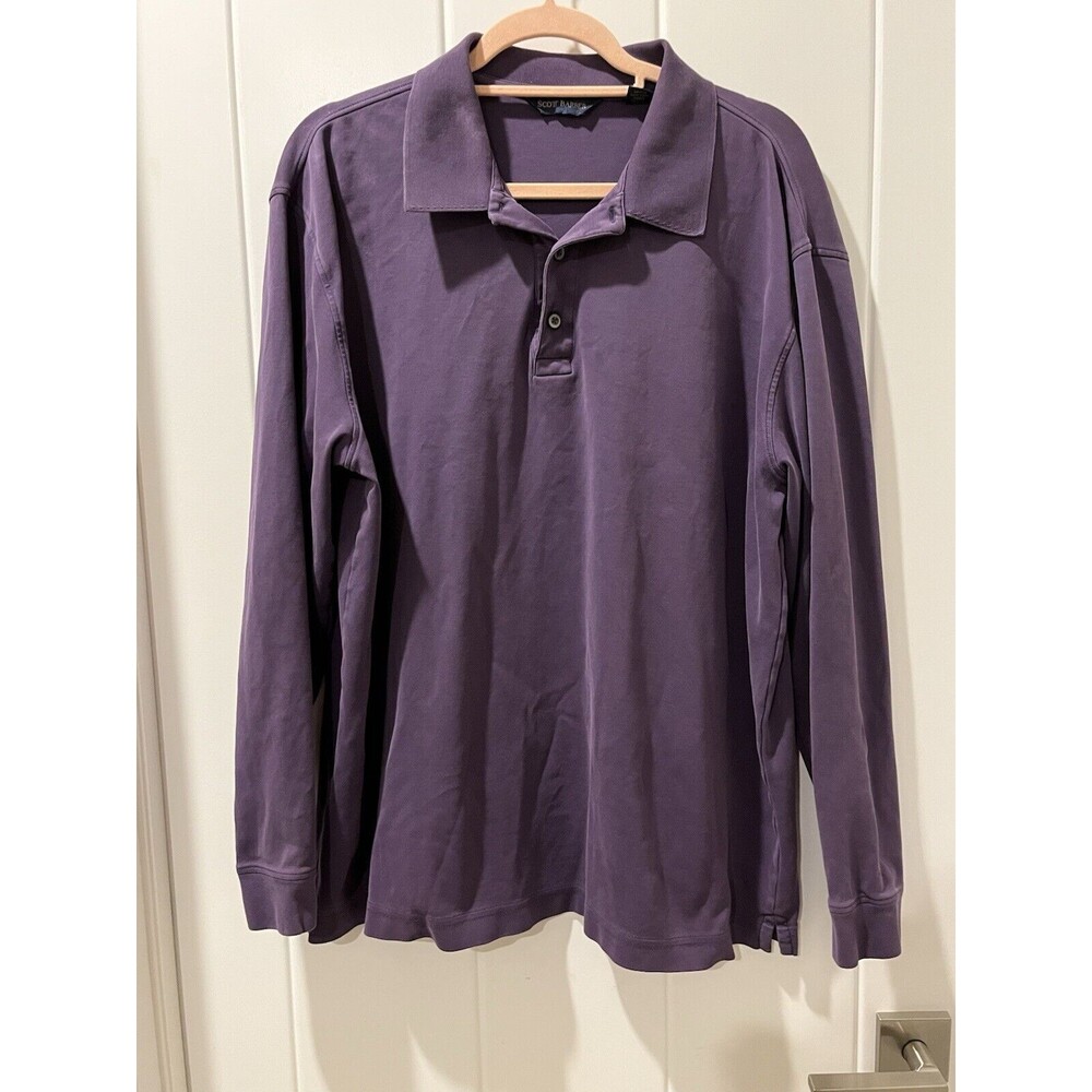 Scott Barber Basic Polo Shirt Long Sleeve Quarter Button Collared Men's Size XL